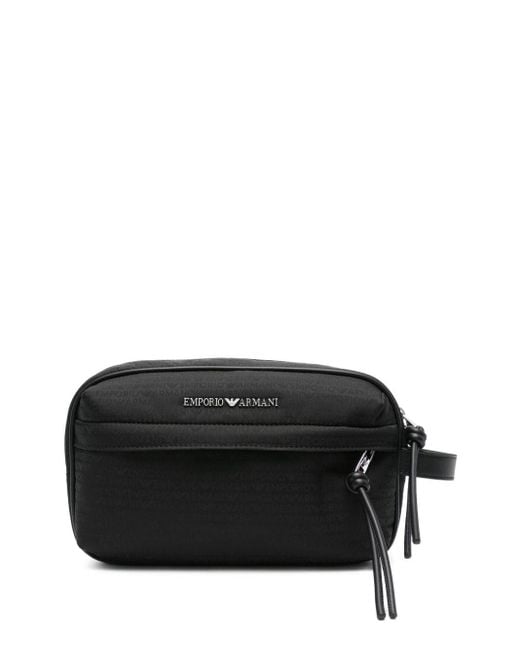 Emporio Armani Black Nylon Wash Bag for men