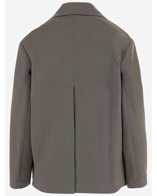 F.it Gray Stretch Cotton Double Breasted Jacket