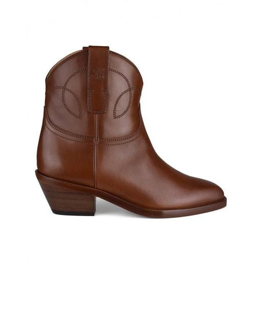 Ralph Lauren Brown Almond Toe Leather Cowboy Boots