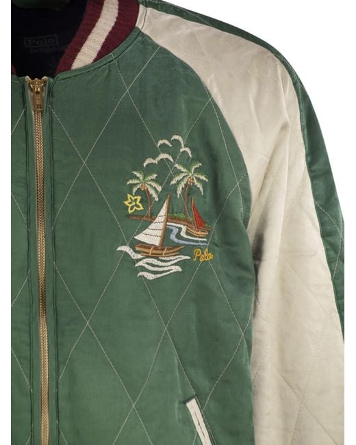 Polo Ralph Lauren Green Embroidered Satin Jacket for men
