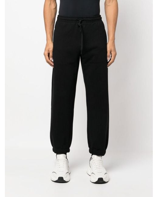 Versace Jeans Couture Black Logo-Print Track Pants for men