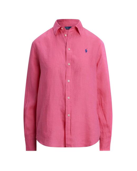 Polo Ralph Lauren Pink Linen Shirt Regular