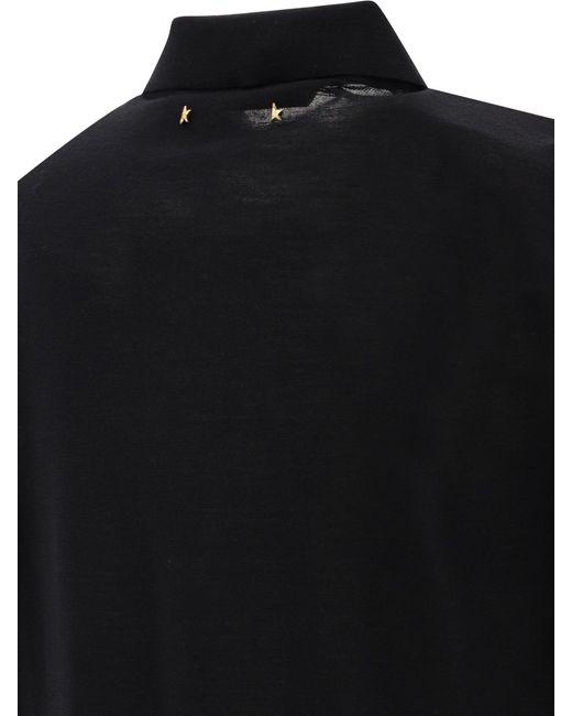 Golden Goose Deluxe Brand Black Merino Wool Button Down Polo Shirt