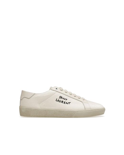 Zapatillas de lienzo de zapatillas de deporte Saint Laurent de hombre de color White
