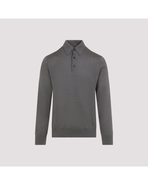Zegna Gray Cashmere And Silk Polo