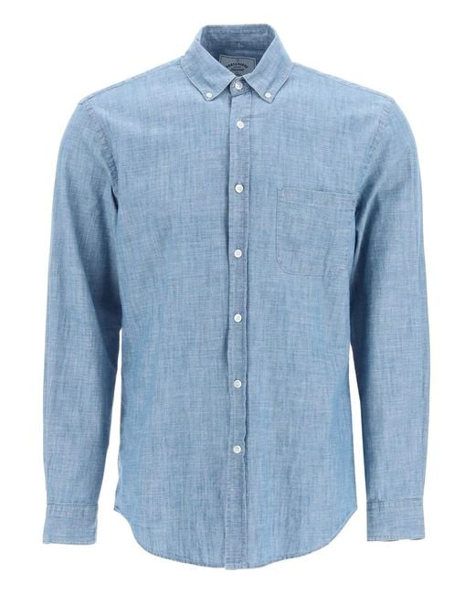 Camisa de algodón cambray franela portuguesa Portuguese Flannel de hombre de color Blue