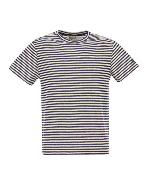 Mc2 Saint Barth White Striped T-Shirt for men