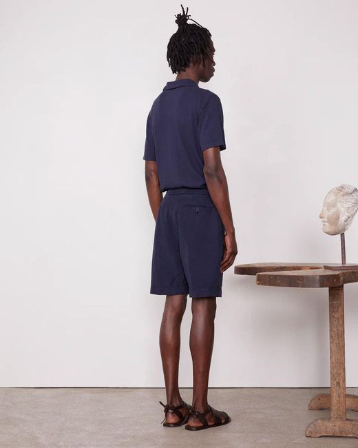 Officine Generale Blue Adjustable Grosgrain Drawstring Shorts for men