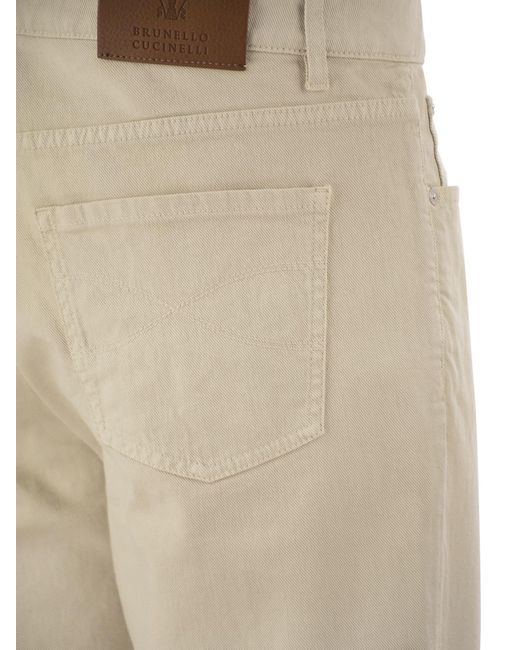 Five Pocket Traditional Fit pantals con comodidad ligera teñida de mezclilla Brunello Cucinelli de hombre de color Natural
