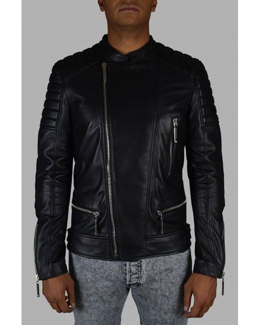Philipp Plein Black Quilted Leather Biker Jacket