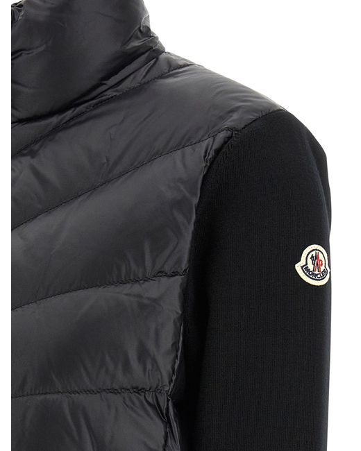 Moncler Tricot Sleeve Down Jacket in het Black