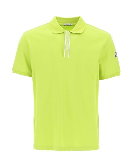 Moncler Polo -Shirt mit Markenknopf in Yellow für Herren