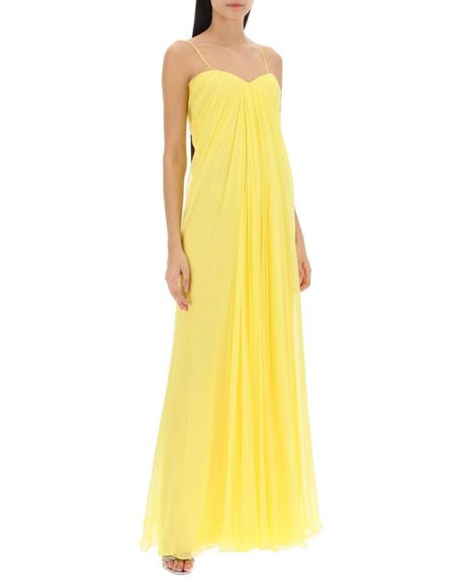 Vestido de bustier de gasa de seda de Alexander McQueen de color Yellow