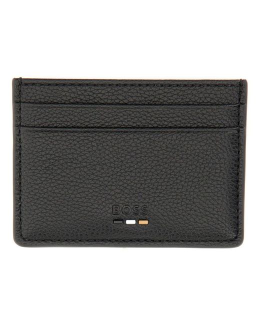 Boss Black Leather Card Holder for men