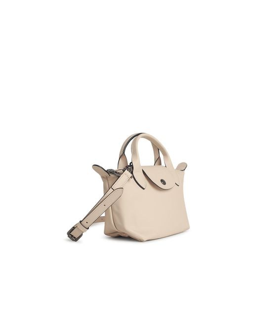 Longchamp White 'Le Pliage Xtra' Lear Bag Nude