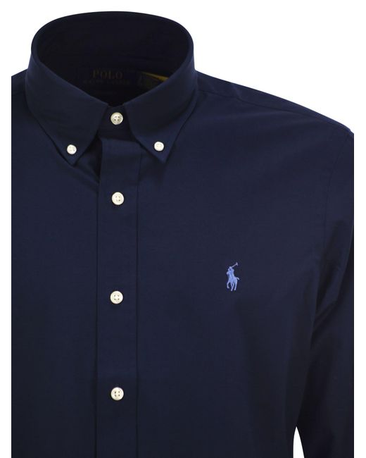 Polo Ralph Lauren Blue Stretch Cotton Button Down Shirt