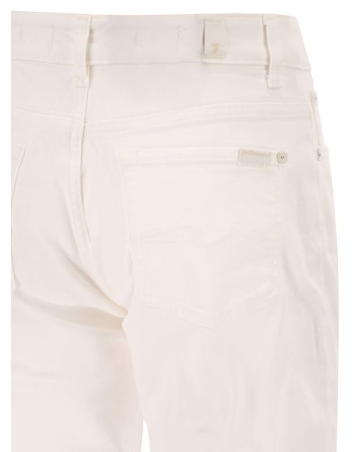 7 For All Mankind White Title: Bootcut Stretch Denim Jeans With Metallic Fibre