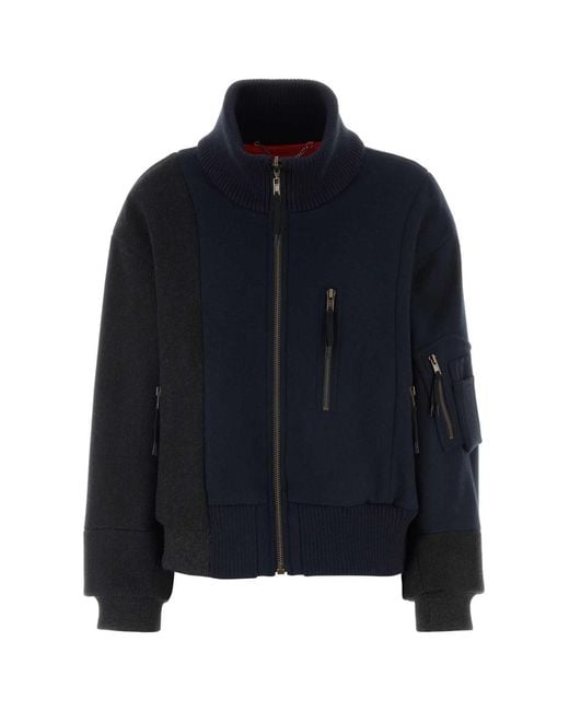 Maison Margiela Blue Two-tone Wool Bomber Jacket