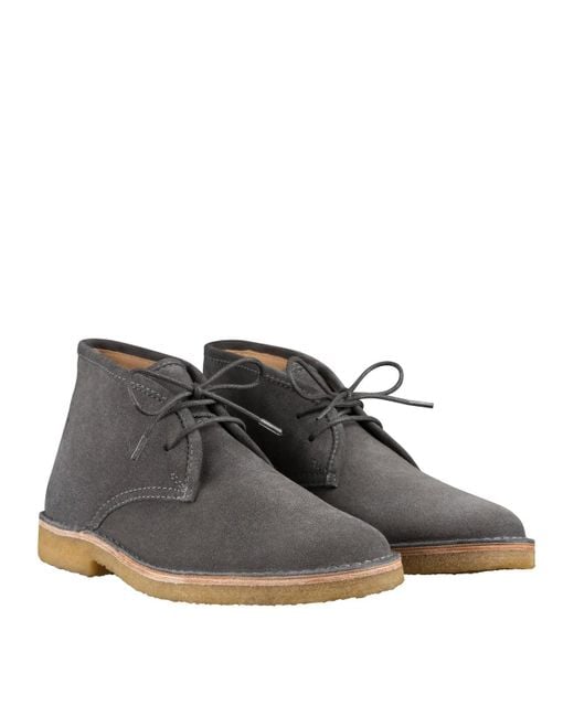 A.P.C. Black Asphalt Suede Split Leather Ankle Boots for men