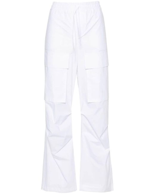 P.A.R.O.S.H. White Straight-Leg Cotton Cargo Trouser