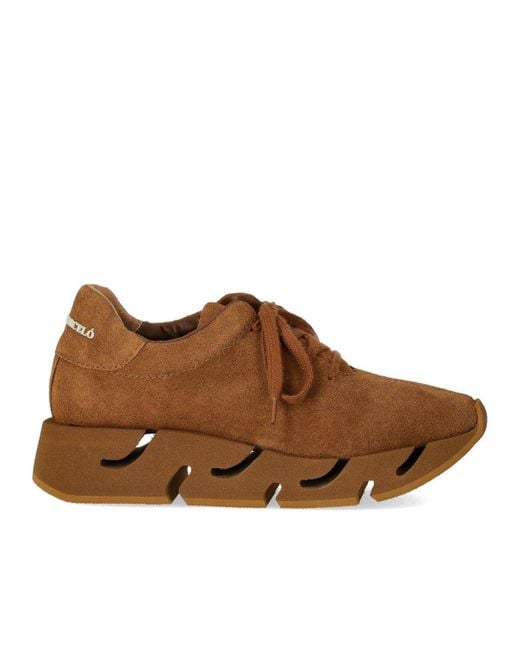 Paloma Barceló Brown Brick Suede Pia Sneakers With Cut-Out Rubber Sole