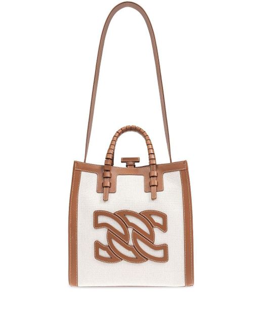 Casadei White Shopper Mit Logo-Patch