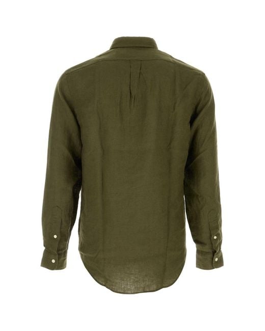 Polo Ralph Lauren Green Linen Shirt for men