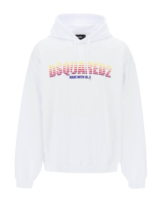 DSquared² White Cool Fit Hoodie