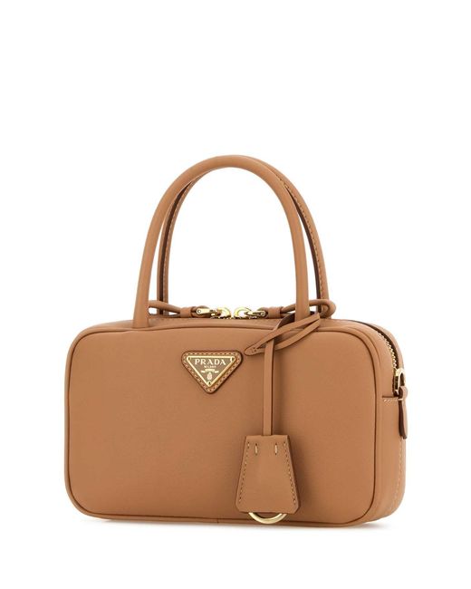 Prada Brown Peach Leather Handbag