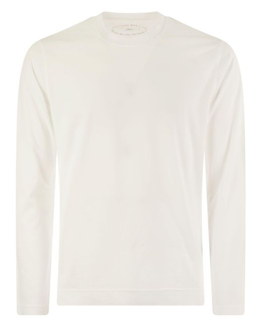 Maglietta di cotone con maniche lunghe Extreme di Fedeli in White