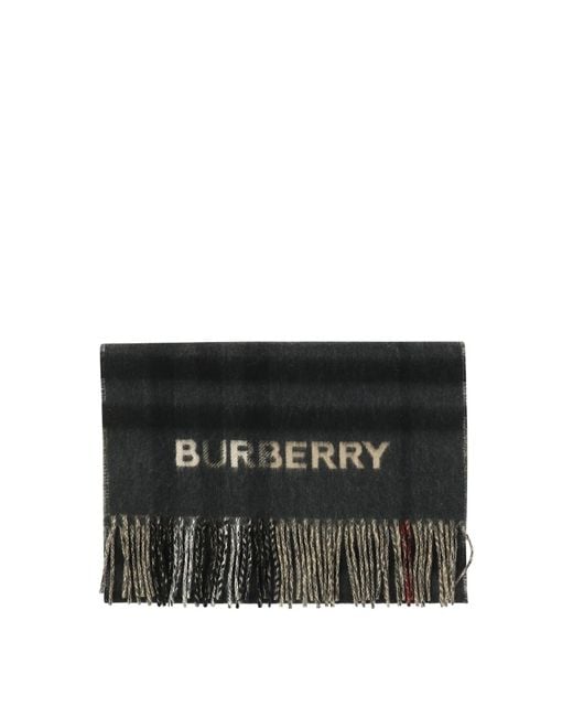 Contrast Check Cashmere Scarf di Burberry in Black