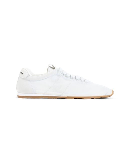 Miu Miu White Lace Up Sneakers