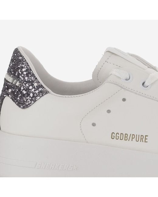 Golden Goose Deluxe Brand White Leather Star Patch Glitter Sneakers