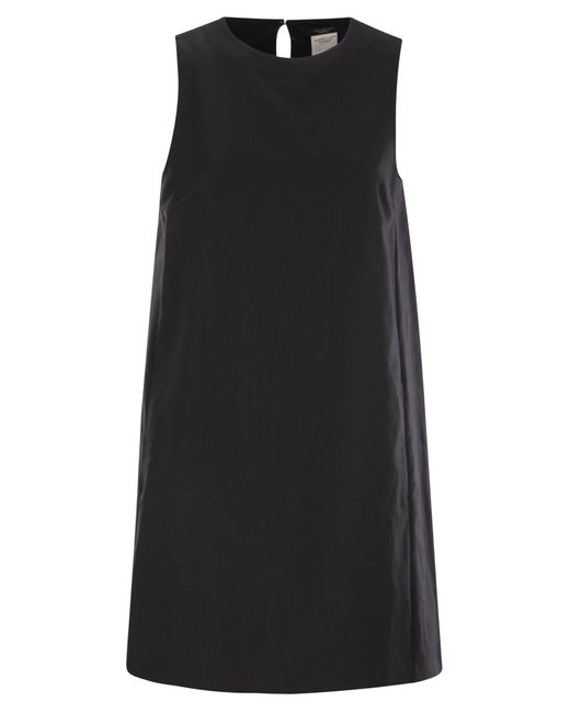 Weekend by Maxmara Black Wochenende Max Mara Racer Kurzes Baumwoll- und Leinenkleid
