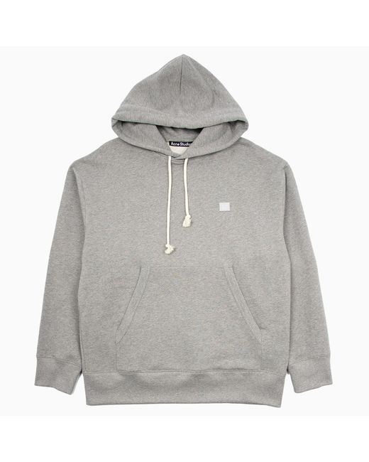 Acne Studios Light Grey Hoodie With Face Logo Patch in Grey for Men ...