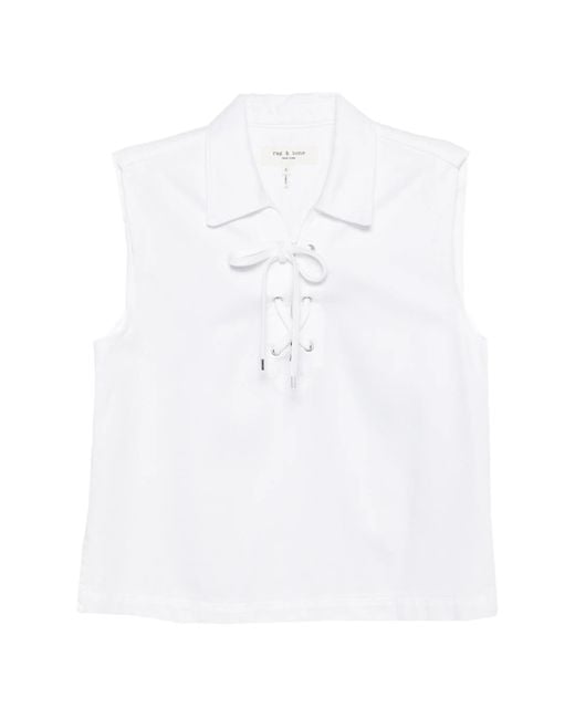 Rag & Bone White Uftwt Fiona Lace Up Shirt