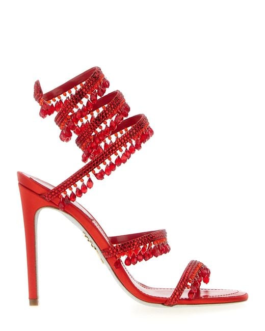 Rene Caovilla Red 'Chandelier' Sandals