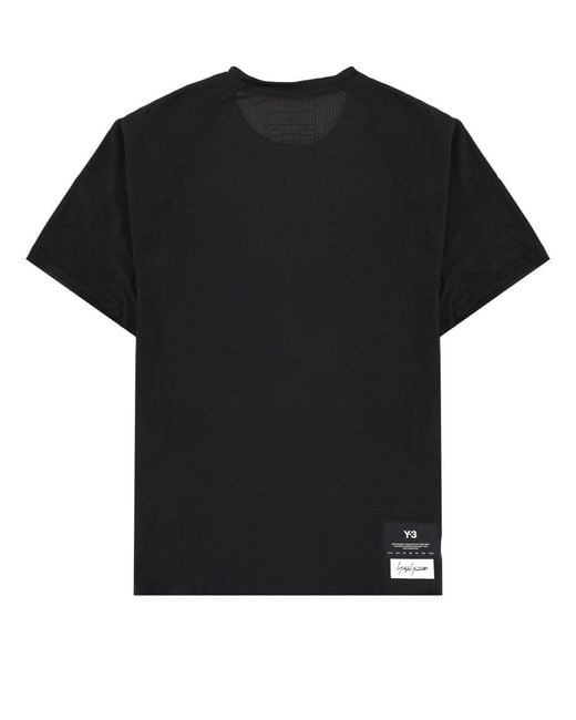 Y-3 Black T Shirt Con Patch Logo