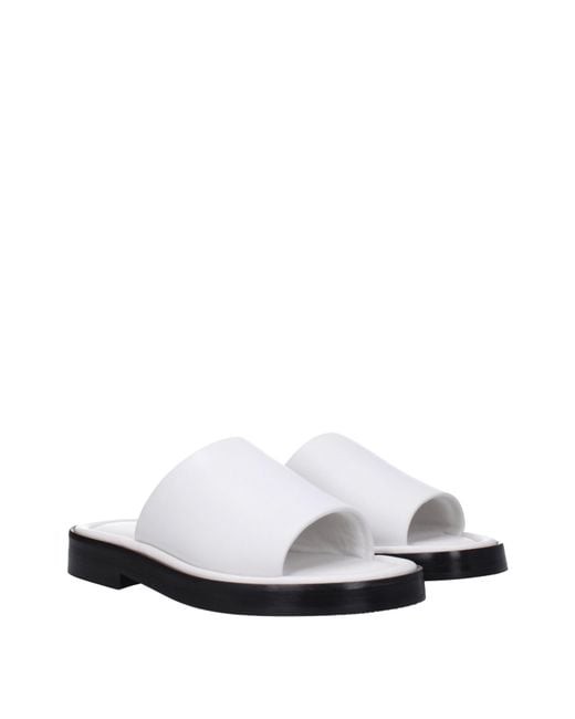 Ferragamo White Juno Leather Sandals And Clogs