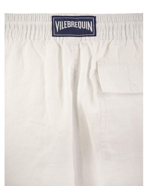 Vilebrequin White Linen Cargo Bermuda Shorts