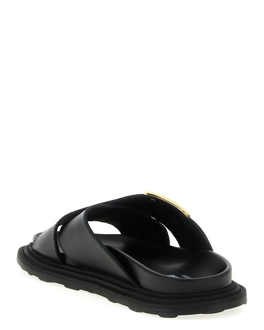 Moschino Black Leather Sandals