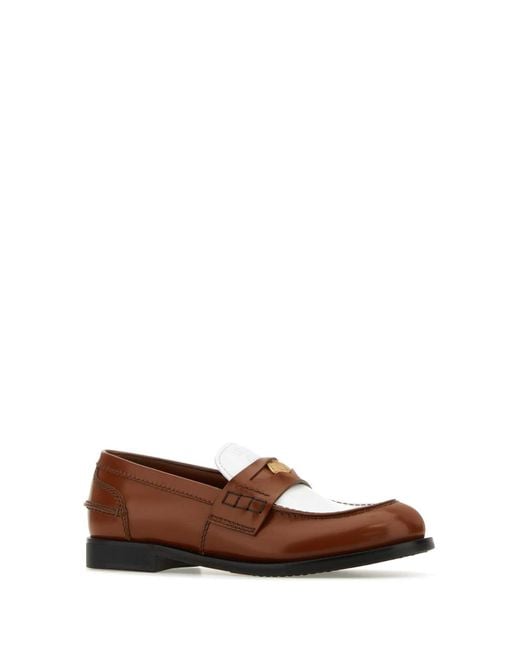 Miu Miu Brown Mocassini Spazzolato Bicolore
