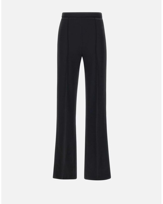 Elisabetta Franchi Blue Crepe-Hose Mit Weitem Bein Und Satinbändern