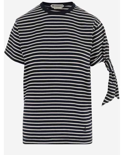 J.W. Anderson Black Jw Anderson Striped Cotton T Shirt