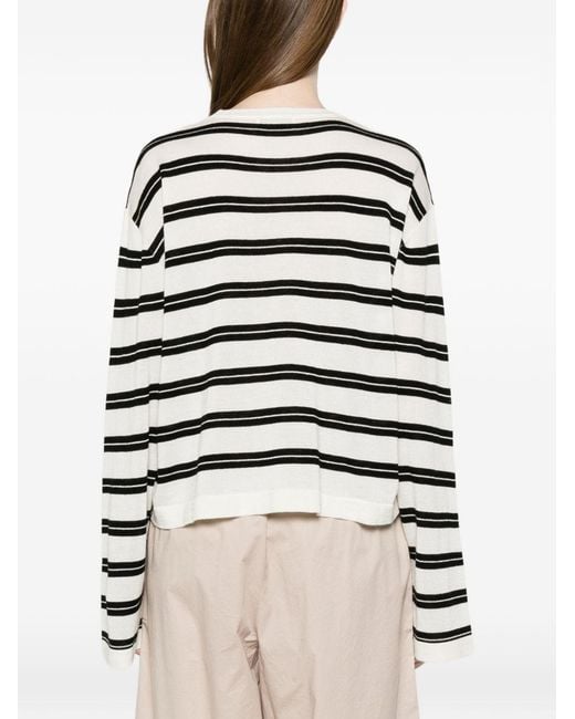 Soft Goat White Horizontal Stripe Top