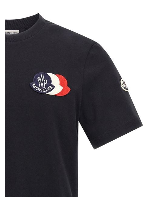 T-shirt de logo tricolor Moncler pour homme en coloris Black