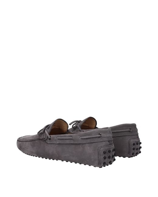 Tod's Gray Suede Moccasins/Stone