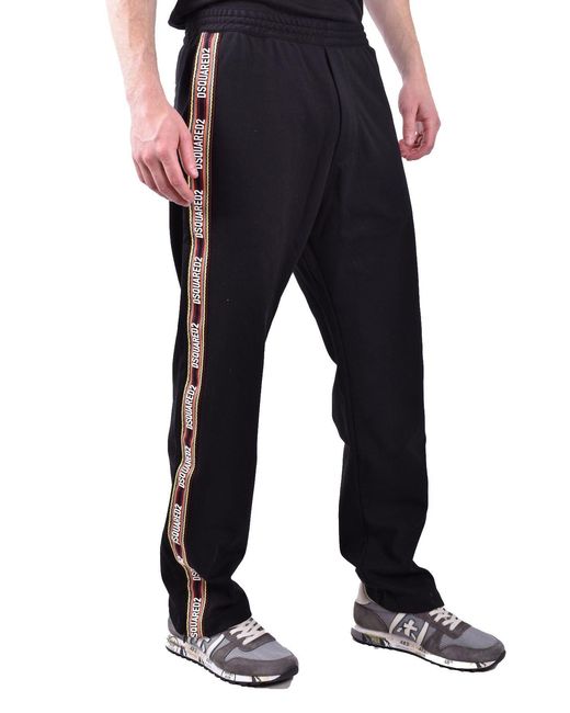 DSquared² Black Tailored Fit Cotton-Polyester Blend Trousers for men