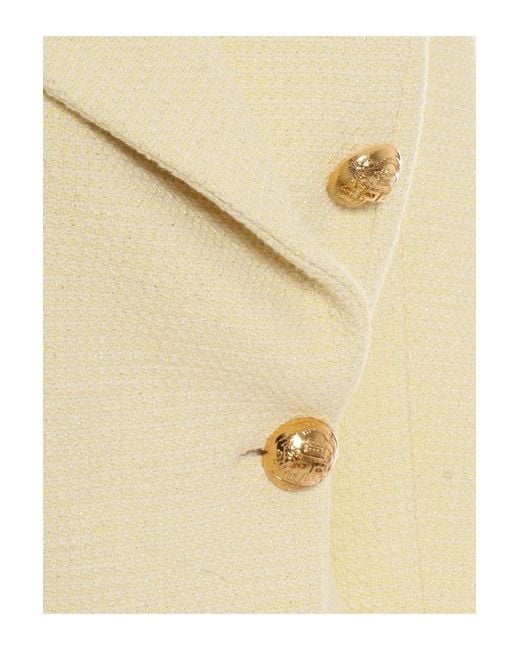 Elisabetta Franchi Natural Tailored Double-Breasted Blazer With Buttons