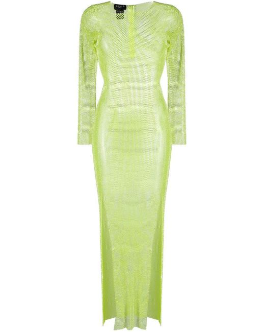 Santa Brands Green Diamonds Rhinestone-Embellished Mesh Maxi Dress